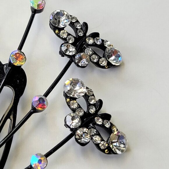 Crystal Studded Butterfly Hair Comb Wedding HairComb Bridal HairClip - Picture 9 of 10
